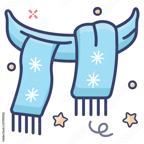 
Icon of muffler in flat design. Winter wearing accessory 
