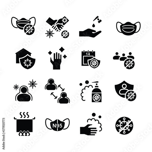virus prevention, virus protection icon set	