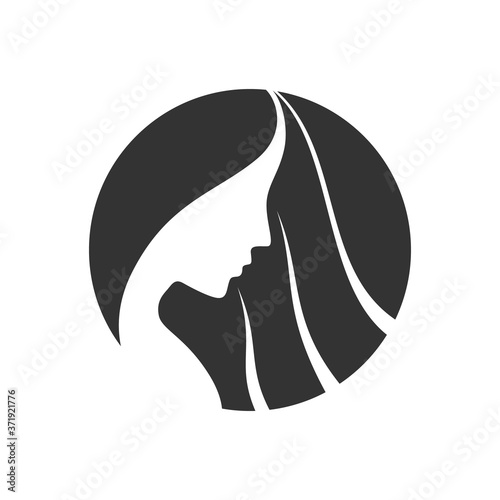 circle women hair logo creative concept