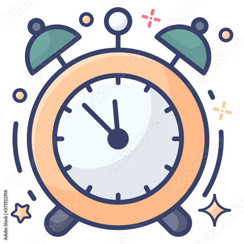 
An alarm clock icon in editable flat style, ringing clock
