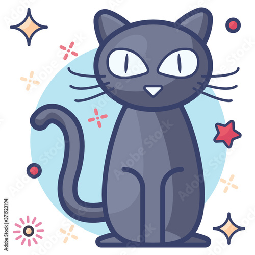 
Black cat icon design, halloween cat in editable style 
