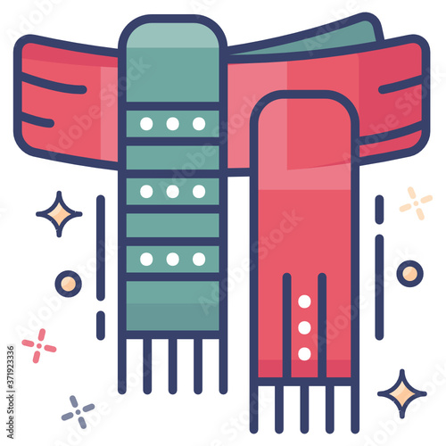 
Christmas scarf icon in editable flat style 
