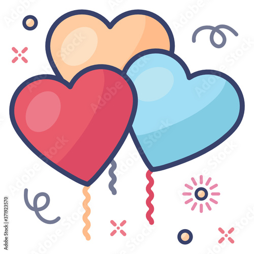 
Heart balloons vector style, decorative balloons icon 
