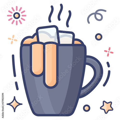 
Hot cocoa icon design, hot chocolate vector in editable style 
