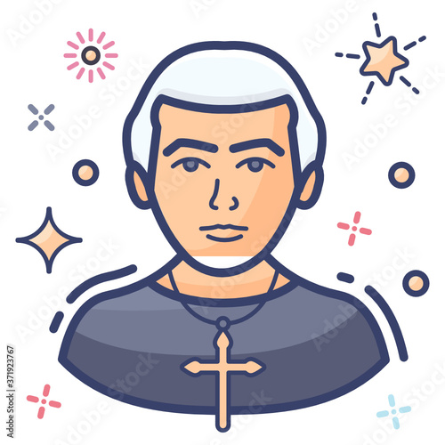 Minister in roman or orthodox catholic church, priest flat icon 
