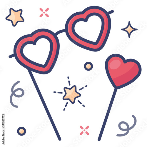
Design of party props in editable flat style 
