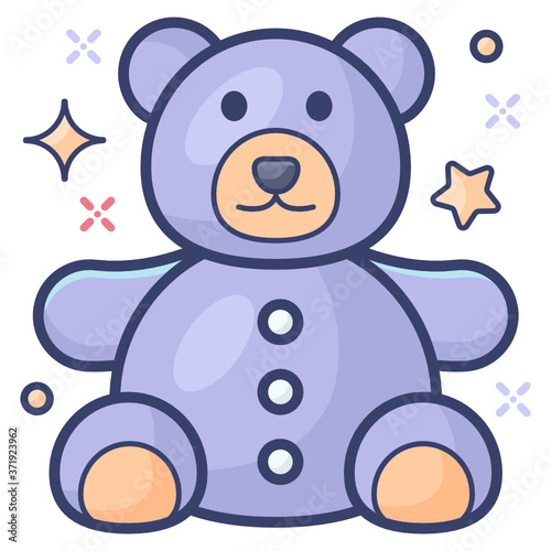 
Teddy bear icon design, soft toy flat vector 
