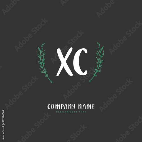 X C XC Initial handwriting and signature logo design with circle. Beautiful design handwritten logo for fashion, team, wedding, luxury logo.