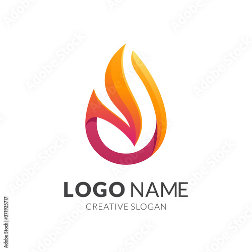 fire logo concept, modern 3d logo style in gradient red and yellow color