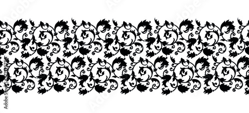 Seamless black and white ornamental border design