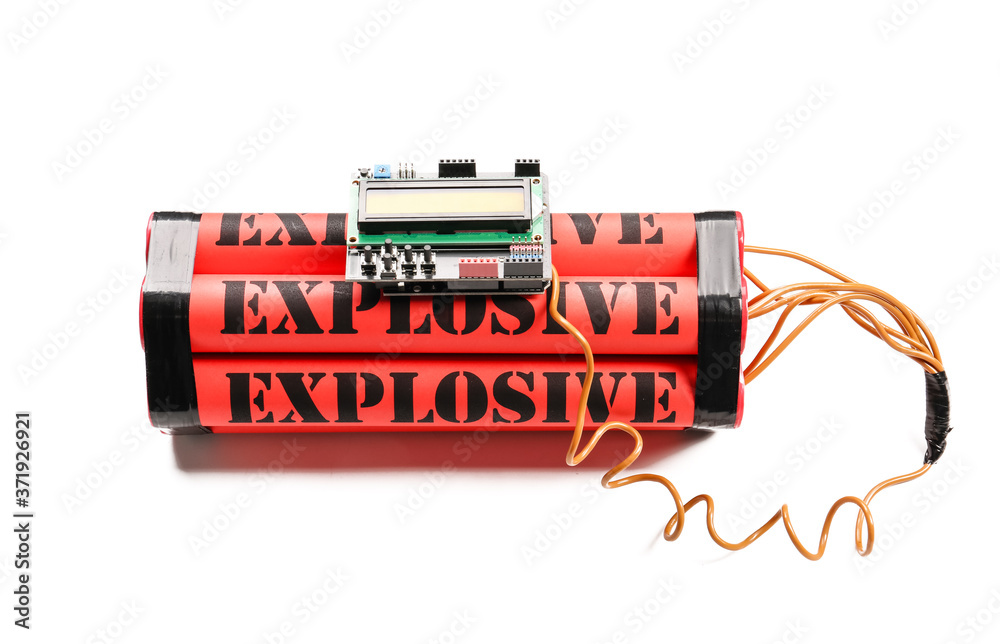 Naklejka premium Bomb with timer on white background