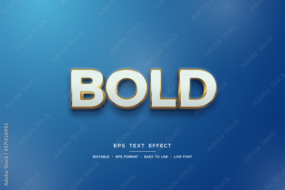 3d text style effect in white and gold on blue background.
