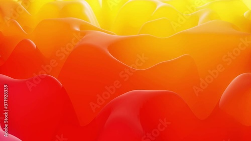 Stylish abstract looped background, changing surface of soft translucent material like peach jelly. Creative soft bright 3d bg with inner glow for festive events 4k. Red orange yellow gradient. photo