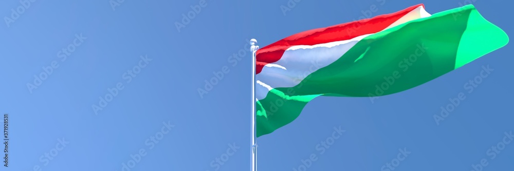 Naklejka premium 3D rendering of the national flag of Hungary waving in the wind