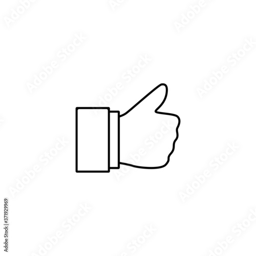 thump up hand thin icon isolated on white background, simple line icon for your work.