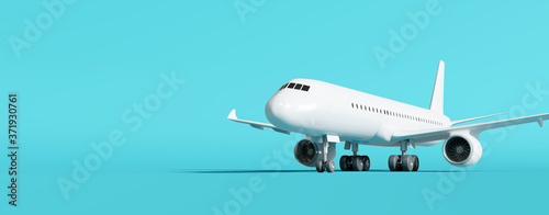 Airplane on blue background. 3d rendering
