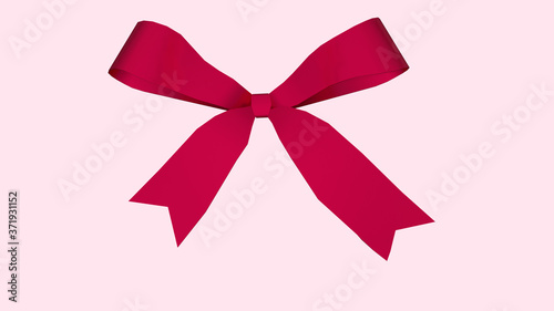 3d render bow isolated on pink background
