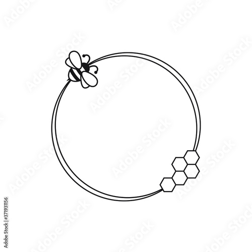 Honey Bee Frame vector. Circle frame vector.
