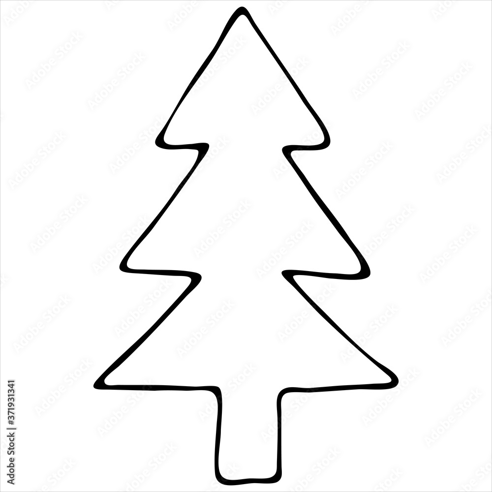 abstract christmas tree for christmas and new year, cute winter doodles, coloring book, doodle style vector element abstract christmas tree for christmas and new year, cute winter doodles, coloring book, doodle style vector element