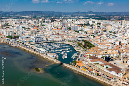 aerial of Faro with harbor, Portugal © travelview