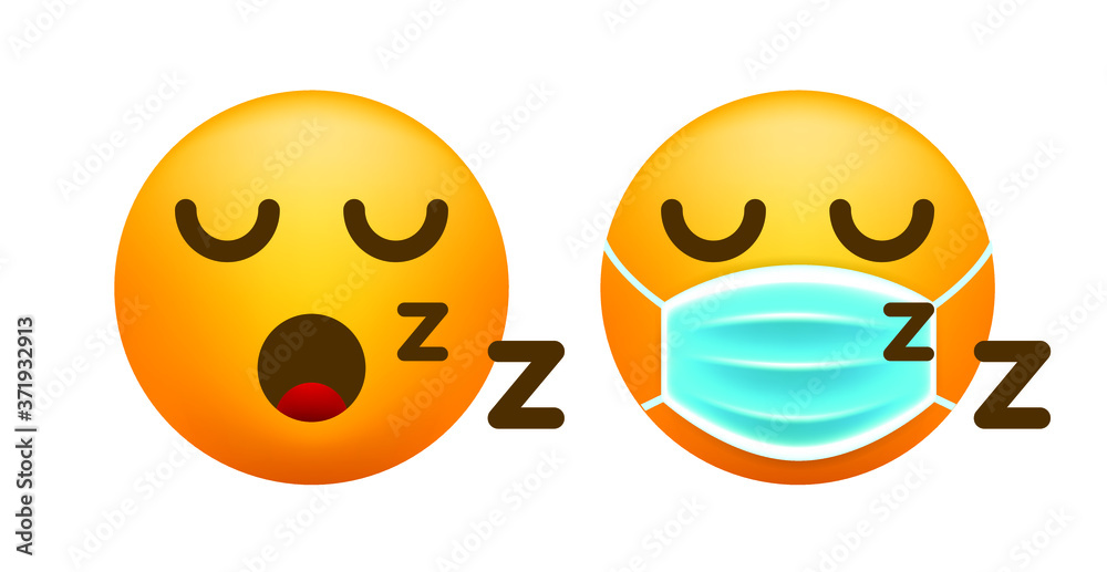 Cute Sleeping Emoticon with Face Mask on White Background. Isolated Vector Illustration Cute Sleeping Emoticon with Face Mask on White Background. Isolated Vector Illustration