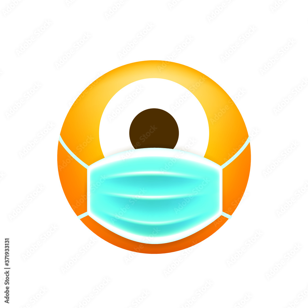 Cute Emoticon with Face Mask on White Background. Isolated Vector Illustration Cute Emoticon with Face Mask on White Background. Isolated Vector Illustration
