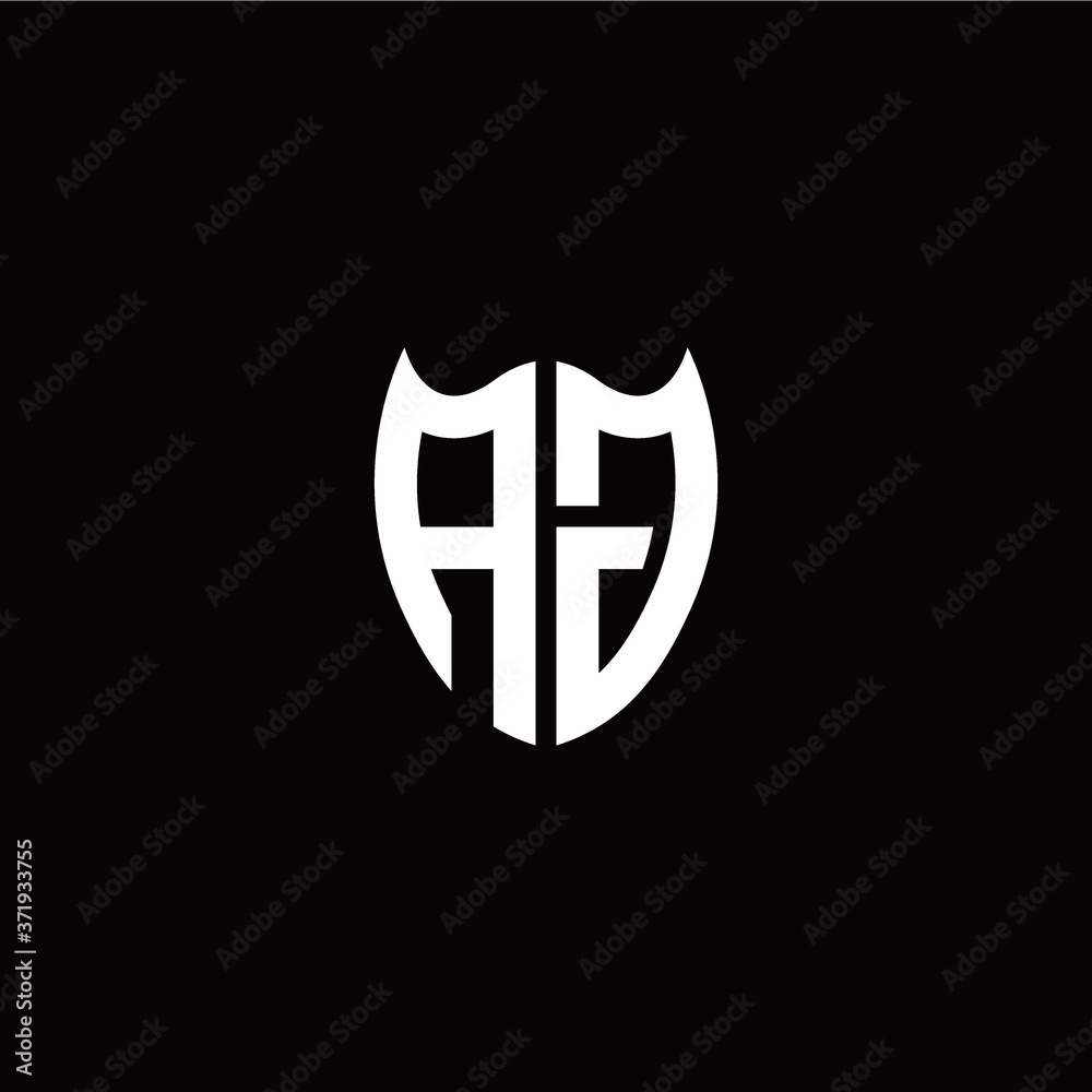 Initial A J letter with shield modern style logo template vector Initial A J letter with shield modern style logo template vector