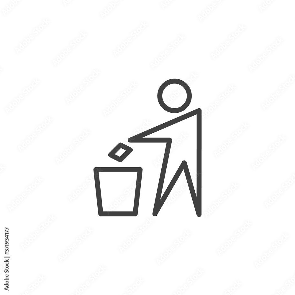 Man throwing trash line icon. Do not litter linear style sign for mobile concept and web design. outline vector icon. Garbage symbol, logo illustration. Vector graphics Man throwing trash line icon. Do not litter linear style sign for mobile concept and web design. outline vector icon. Garbage symbol, logo illustration. Vector graphics