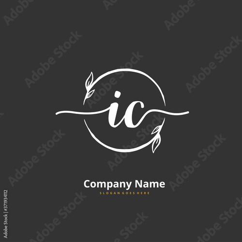I C IC Initial handwriting and signature logo design with circle. Beautiful design handwritten logo for fashion, team, wedding, luxury logo.
