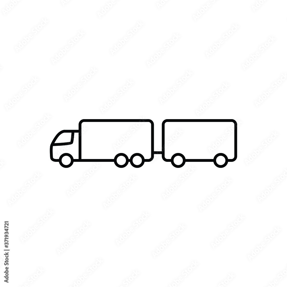 Trailer truck thin icon isolated on white background, simple line icon for your work.