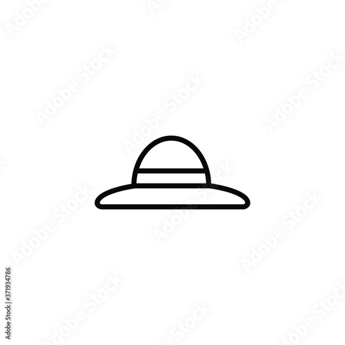 Female hat thin icon isolated on white background, simple line icon for your work.