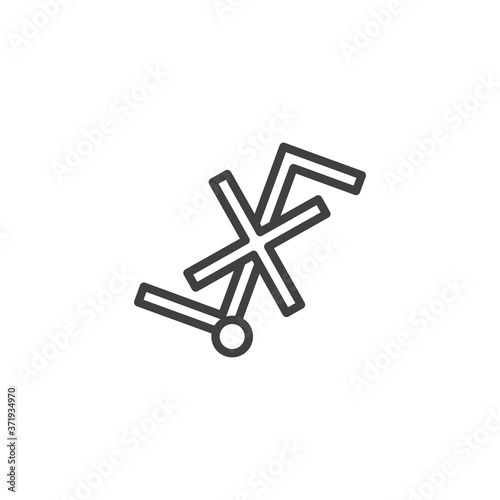 Do not use hand truck, packaging sign line icon. linear style sign for mobile concept and web design. outline vector icon. Symbol, logo illustration. Vector graphics