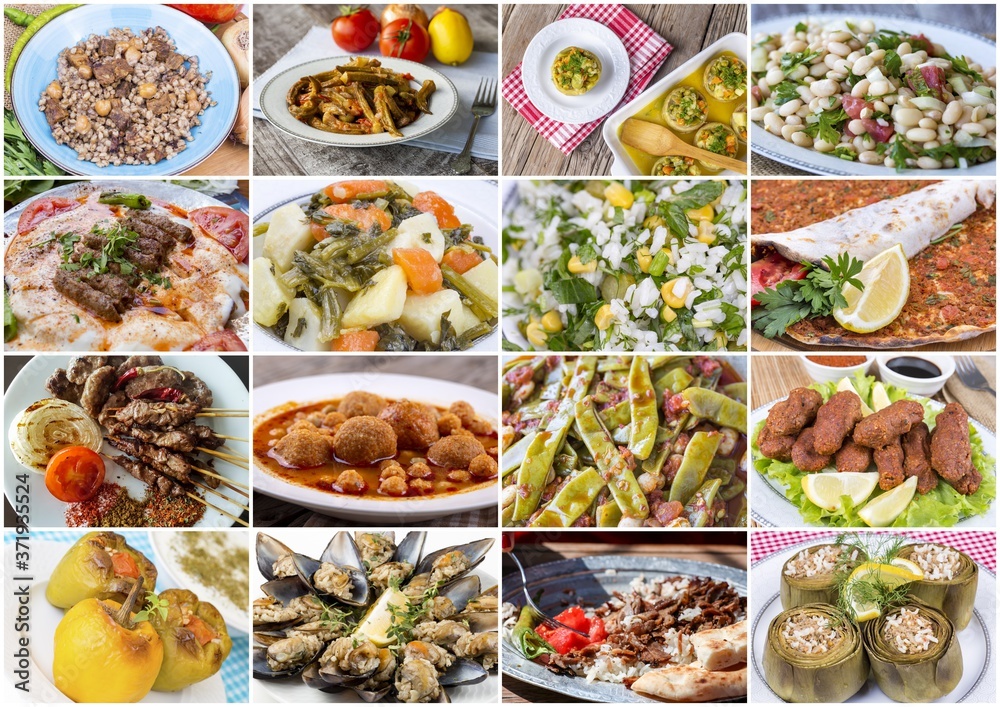 Traditional delicious Turkish foods collage Traditional delicious Turkish foods collage