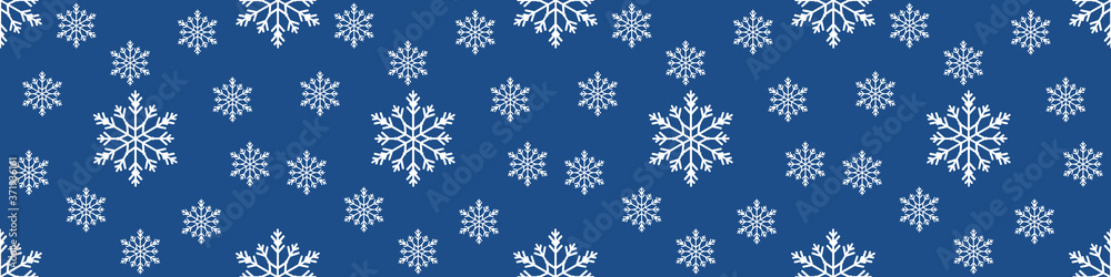 Christmas seamless pattern with snowflakes on pastel blue background. Winter background with snowfall. Endless Christmas Pattern. extra wide banner background Christmas seamless pattern with snowflakes on pastel blue background. Winter background with snowfall. Endless Christmas Pattern. extra wide banner background