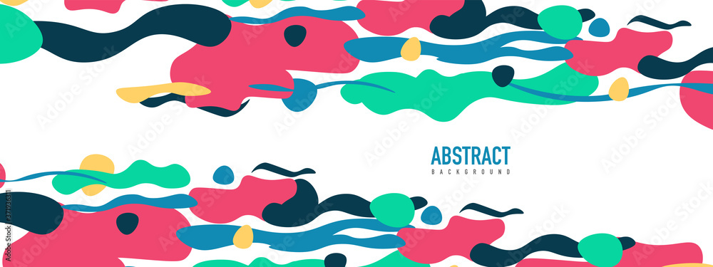 Obraz premium Trendy liquid style shapes abstract design, dynamic vector background for placards, brochures, posters, web landing pages, covers or banners