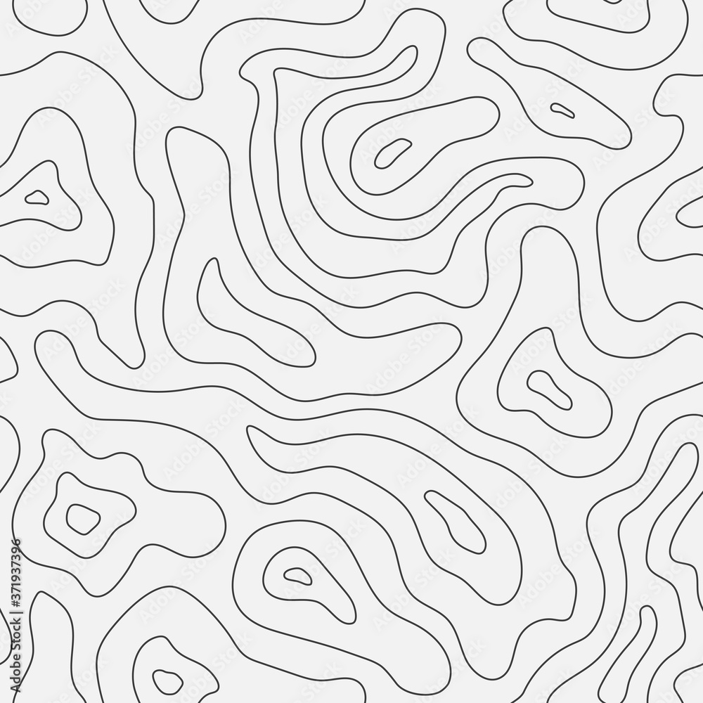 Topographic map seamless pattern isolated on gray background. Vector illustration.