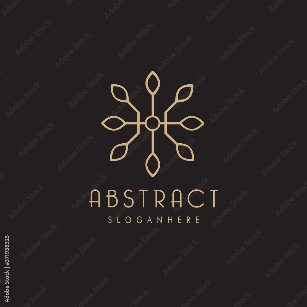 Abstarct Leaf Gold Color logo Design Vector