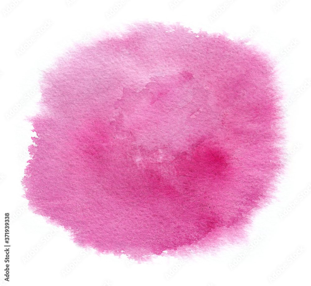 Bright magenta water color stain with watercolour paint stroke