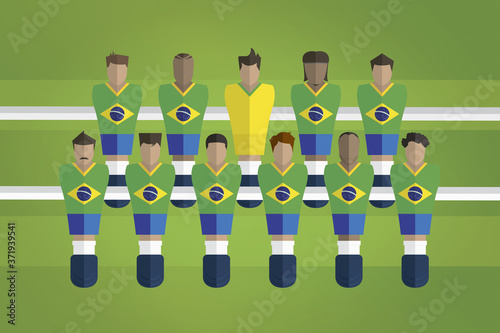 Foosball figurines represent Brazil football team