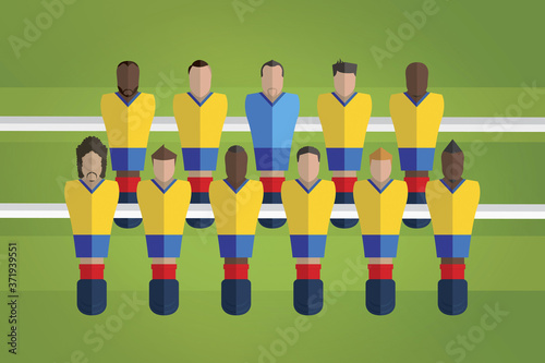 Foosball figurines represent Colombia football team