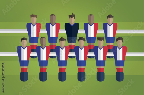 Foosball figurines represent France football team