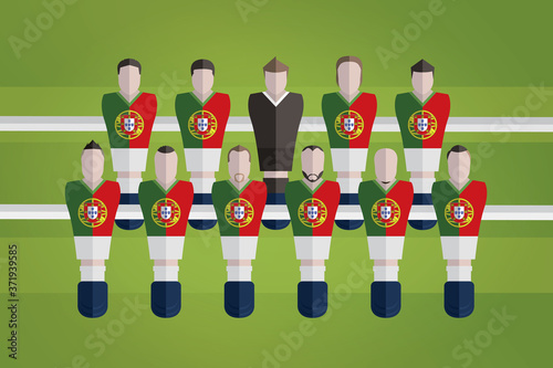 Foosball figurines represent Portugal football team