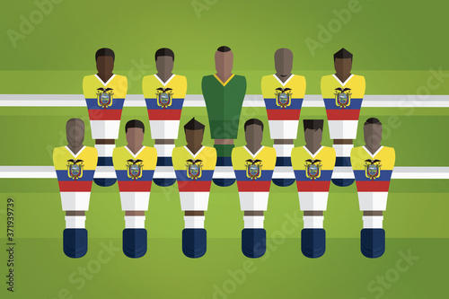 Foosball figurines represent Ecuador football team
