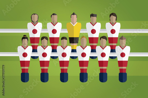 Foosball figurines represent Japan football team