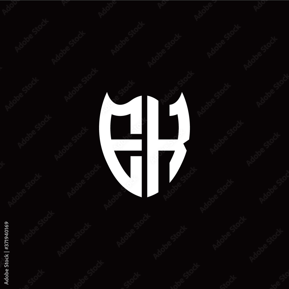 Initial E K letter with shield modern style logo template vector Initial E K letter with shield modern style logo template vector