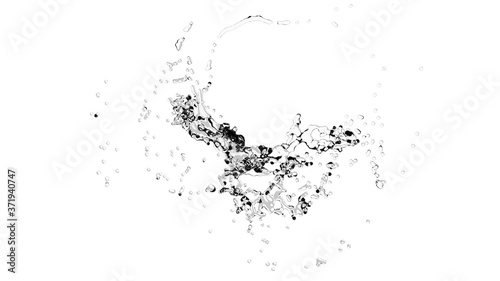 The stream of water, the circular motion, 3D, realistic picture.