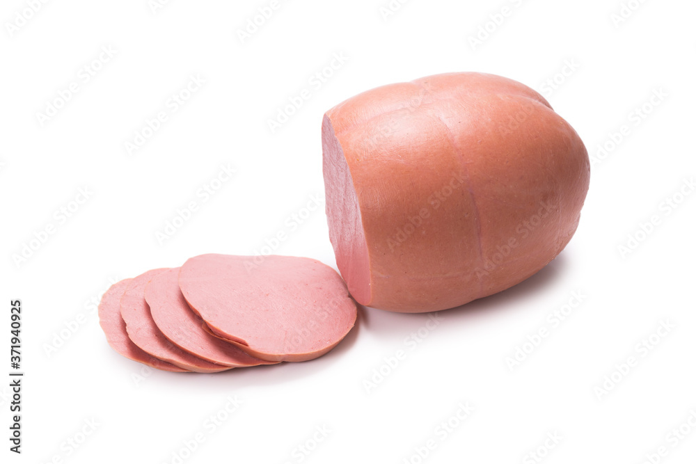 Boiled sausage isolated on white. Boiled sausage isolated on white.