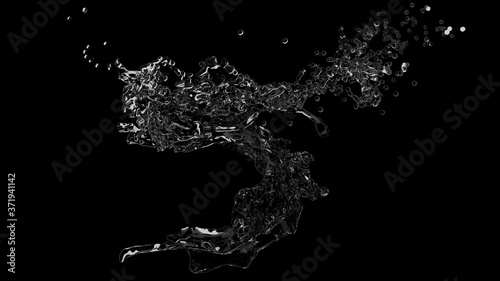 The stream of water, the circular motion, 3D, realistic picture.