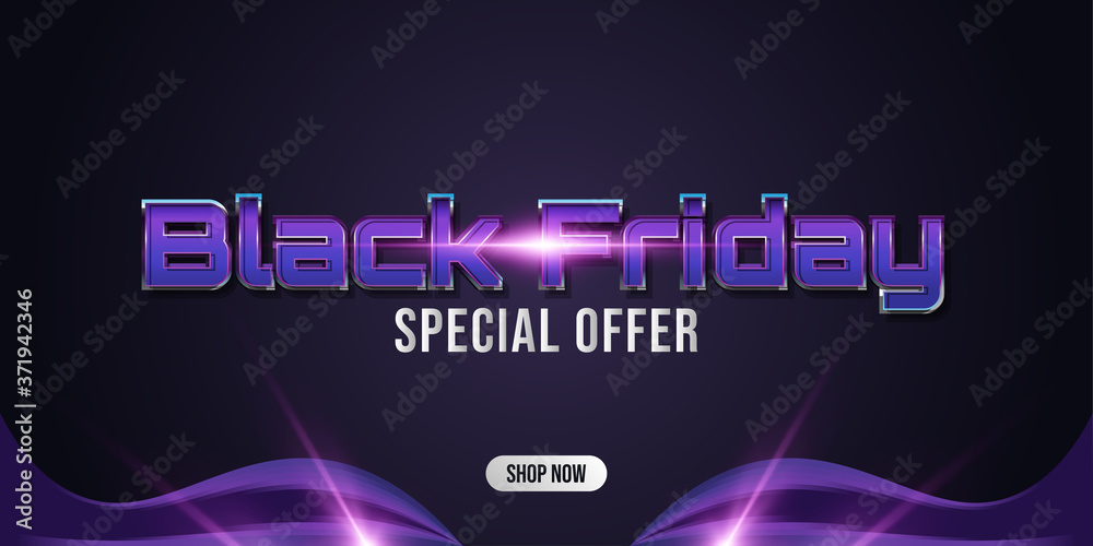 Black Friday special sale banner with dark background and glowing lights. Online shopping banner in modern style Black Friday special sale banner with dark background and glowing lights. Online shopping banner in modern style