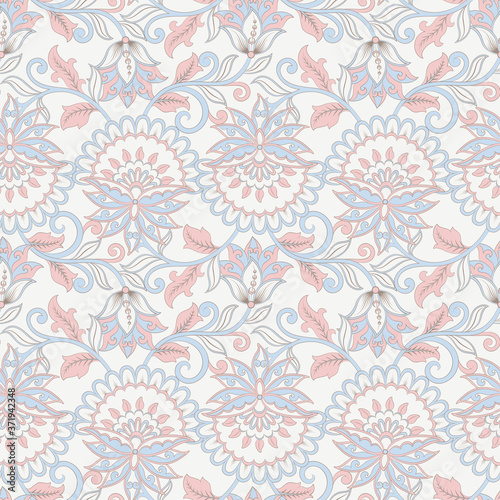 vintage flowers seamless pattern. Ethnic floral vector background